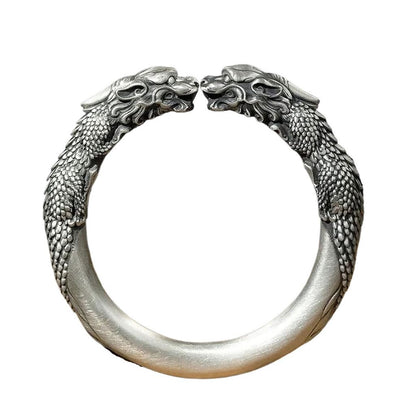 Rockyu 貔貅バングル シルバー開運ブレスレット 男女兼用 厄除け守護アクセサリー