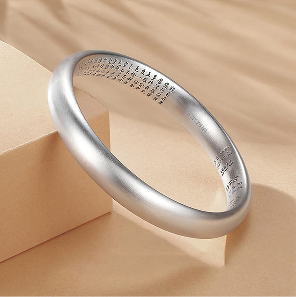 Rockyu バングル レディース シルバー 純銀風 六字真言 刻印 厄除けブレスレット