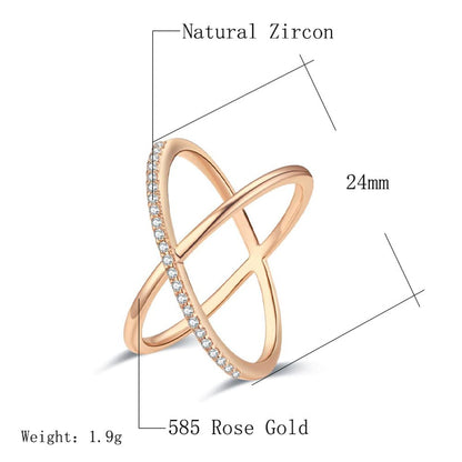 Rockyu レディースリング ステンレス クロスデザイン ジルコニア入り 金属アレルギー対応 おしゃれ指輪 パーティーギフト