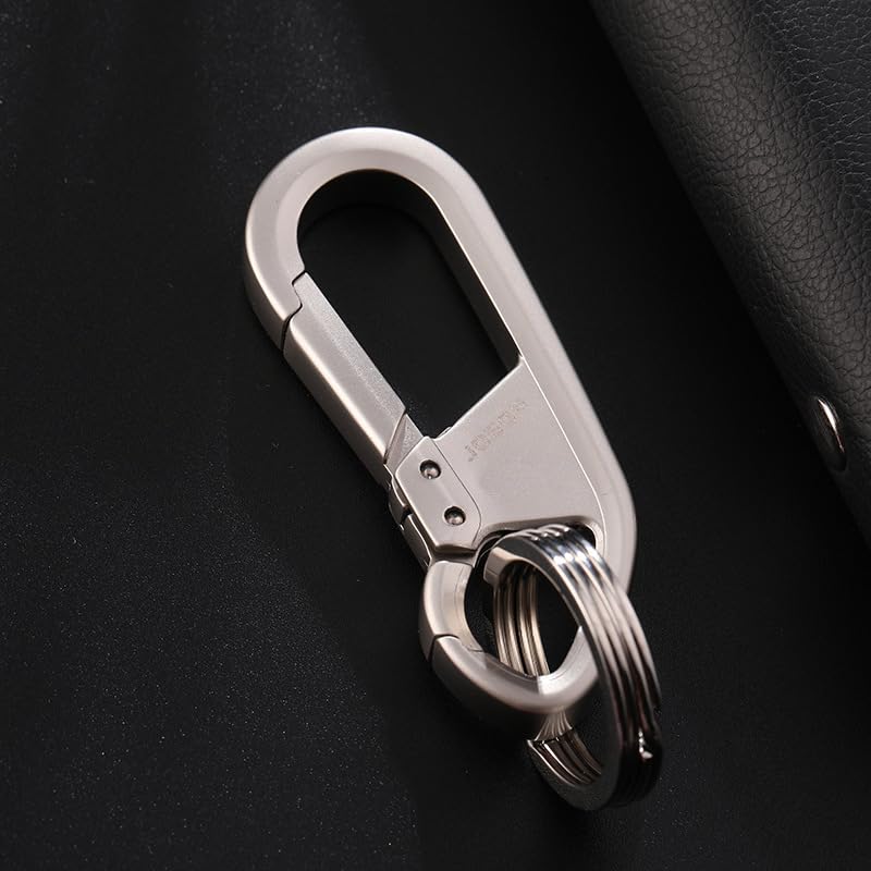 Rockyu キーホルダー メンズ レディース 車用 ダブルリング シルバー 亜鉛合金