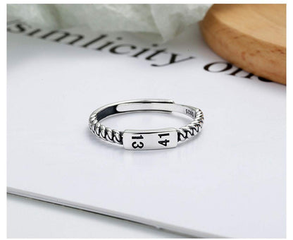 Rockyu 指輪 レディース フリーサイズ リング シルバー925 編み込み 数字リング 1314 永遠の愛を象徴するデザイン