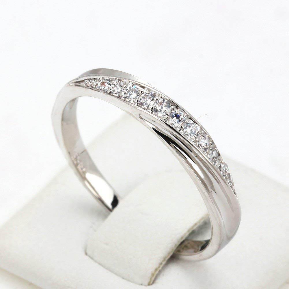 Rockyu レディースリング ピンクゴールド＆シルバー ジルコニア輝く華奢デザイン