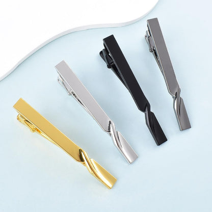 Rockyu ネクタイピン メンズ ビジネス 銅製 シンプル バネ式 ゴールド/ブラック/シルバー