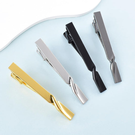 Rockyu ネクタイピン メンズ ビジネス 銅製 シンプル バネ式 ゴールド/ブラック/シルバー