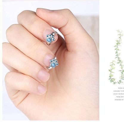 Rockyu 猫ピアス レディース シルバー 肉球デザイン ジルコニア フープピアス