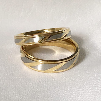 ゴールド＆シルバーツートン チタンカップルリング｜選べるサイズ＆幅（4mm/6mm）