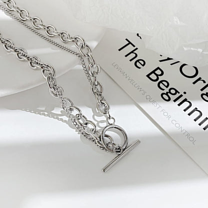 Rockyu 二連マンテルネックレス レディース シルバー