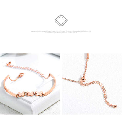 Rockyu レディース バタフライブレスレット シルバー＆ローズゴールド ステンレス製 蝶モチーフ