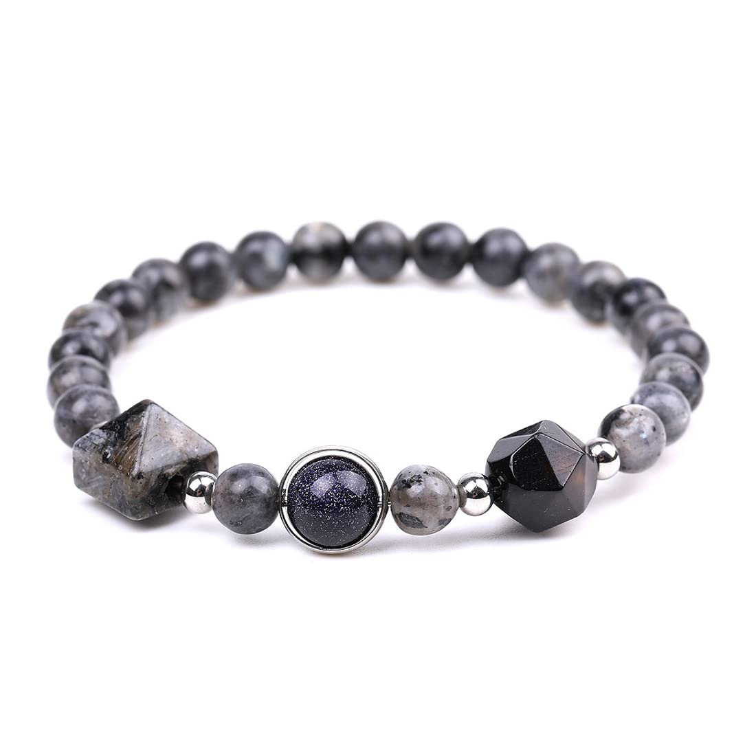 Rockyu 天然石ブレスレット レディース パワーストーン ピラミッドビーズデザイン