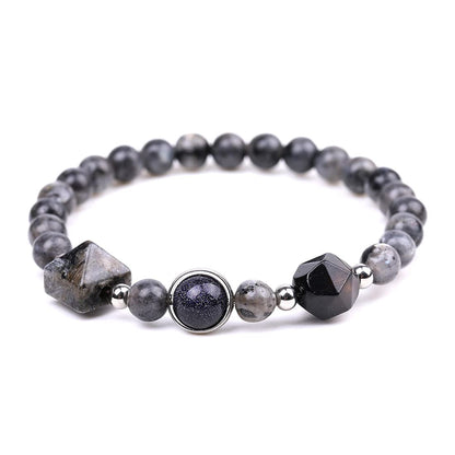 Rockyu 天然石ブレスレット レディース パワーストーン ピラミッドビーズデザイン