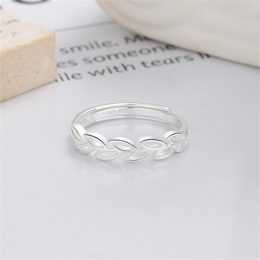 Rockyu 指輪 レディース フリーサイズ シルバー925 葉モチーフ リング 透かし彫り おしゃれ 幸運 プレゼント
