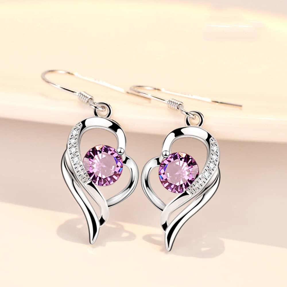 Rockyu レディース ハートフックピアス S925 シルバー ジルコニア 揺れるデザイン アレルギー対応