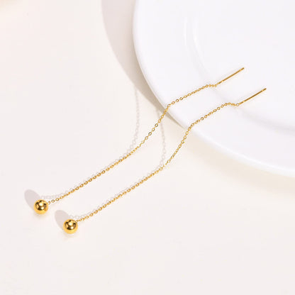 Rockyu ピアス レディース ゴールド ステンレス チェーンピアス ボール バー アレルギー対応