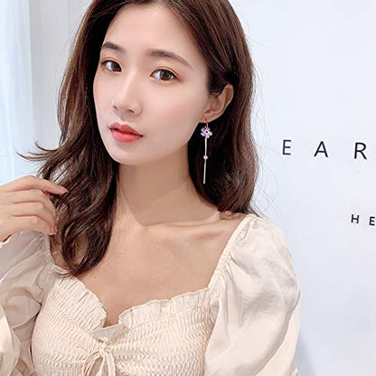 Rockyu ピアス レディース フラワー 揺れる フック ゴールド ジルコニア