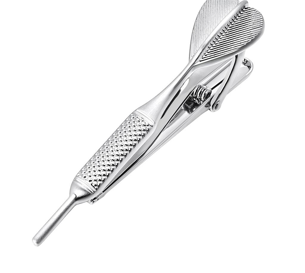 Rockyu 飛鏢型タイピン メンズ シルバー 黄銅製 ビジネスアクセサリー