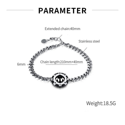 Rockyu ステンレス 錨コンパスデザイン メンズブレスレット 喜平チェーン