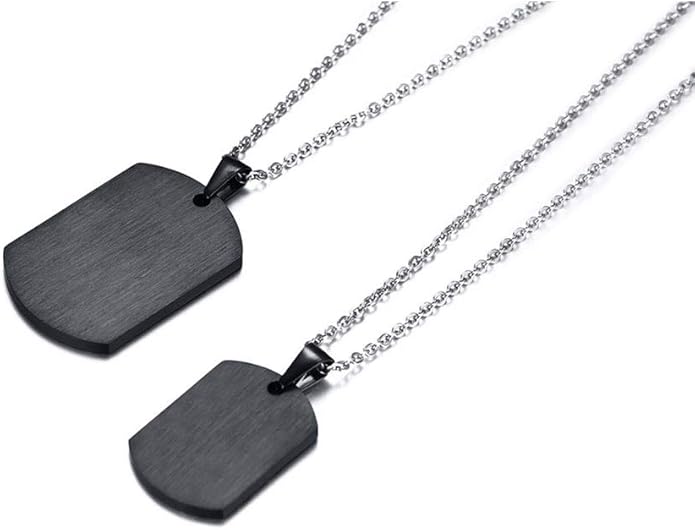 Rockyu チタンプレートペアネックレス ブルージルコニア付 金属アレルギー対応 カップルお揃い記念日ギフト