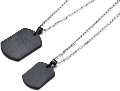 Rockyu チタンプレートペアネックレス ブルージルコニア付 金属アレルギー対応 カップルお揃い記念日ギフト