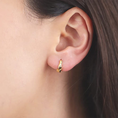 Rockyu ツイストフープピアス レディース 小さめ シルバー925 金属アレルギー対応 ゴールド/シルバー