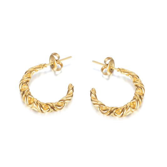 Rockyu ピアス レディース ゴールド ステンレス ツイスト フープ ハーフフープ アレルギー対応