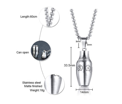 Rockyu 六字真言 遺骨ペンダント メンズ ステンレス 手元供養 ネックレス