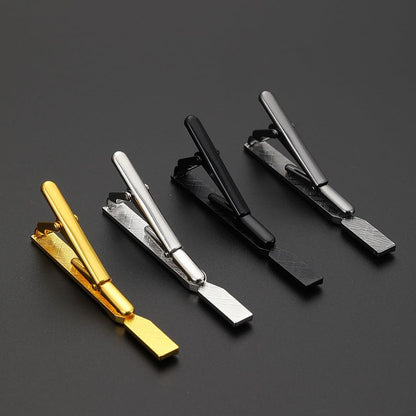 Rockyu ネクタイピン メンズ ビジネス 銅製 シンプル バネ式 ゴールド/ブラック/シルバー