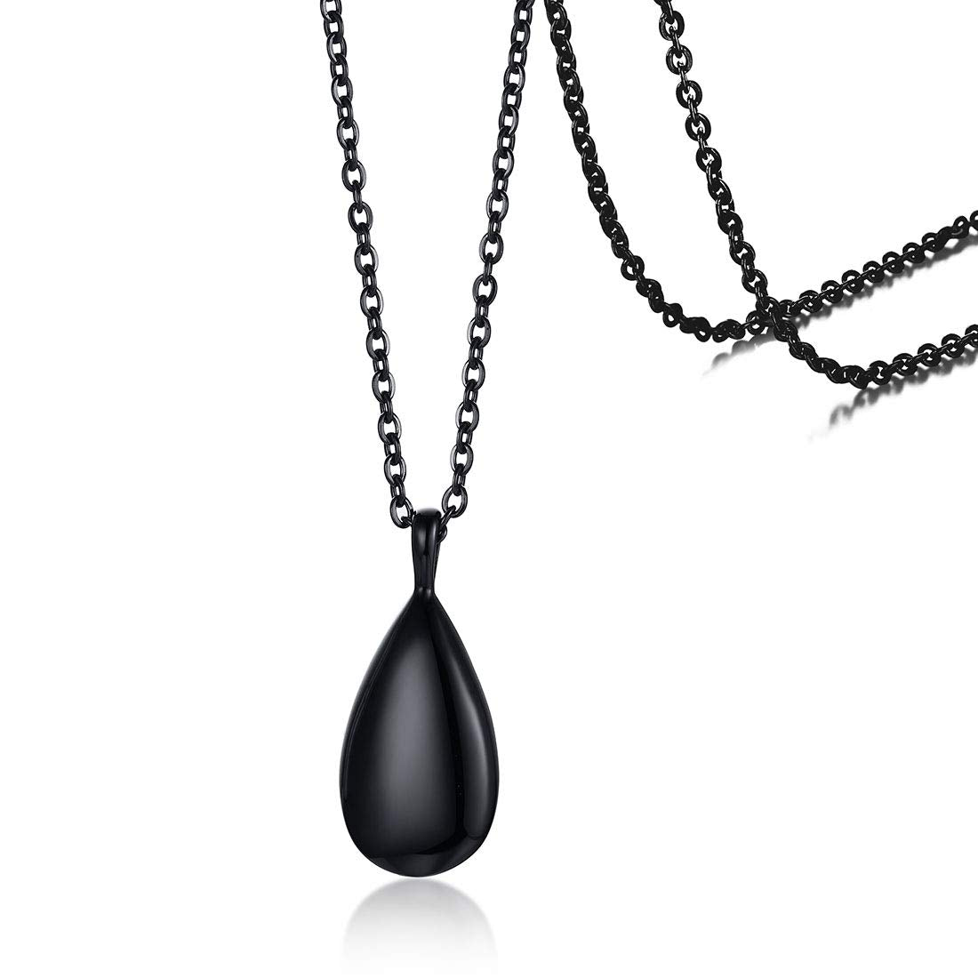 Rockyu 涙型メモリアルネックレス 遺骨ペンダント ステンレス製 金属アレルギー対応 手元供養 50cm