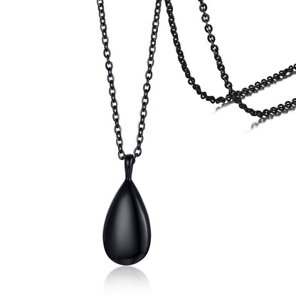 Rockyu 涙型メモリアルネックレス 遺骨ペンダント ステンレス製 金属アレルギー対応 手元供養 50cm