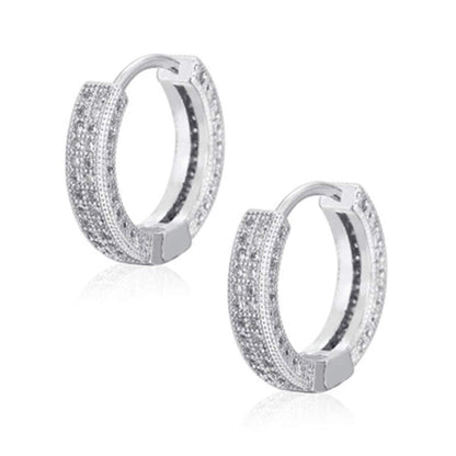 Rockyu フープピアス レディース ジルコニア シルバー＆ゴールド ヒップホップスタイル