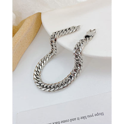 Rockyu ブレスレット メンズ チタン 喜平チェーン シルバー 金属アレルギー対応 ヒップホップスタイル