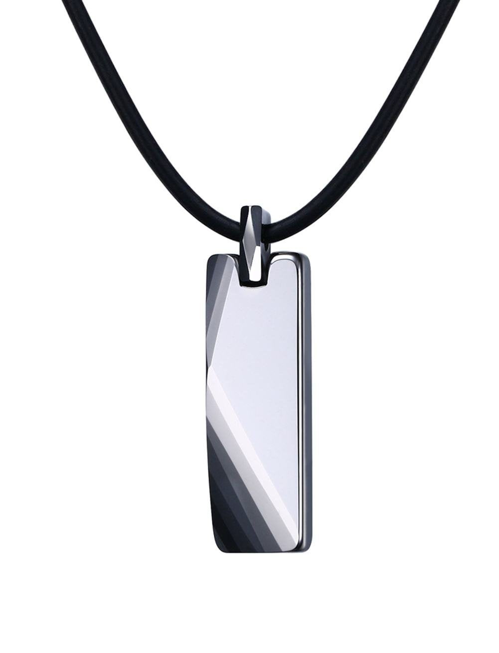 Rockyu ネックレス メンズ タングステン 幾何プレート ミラー仕上げ