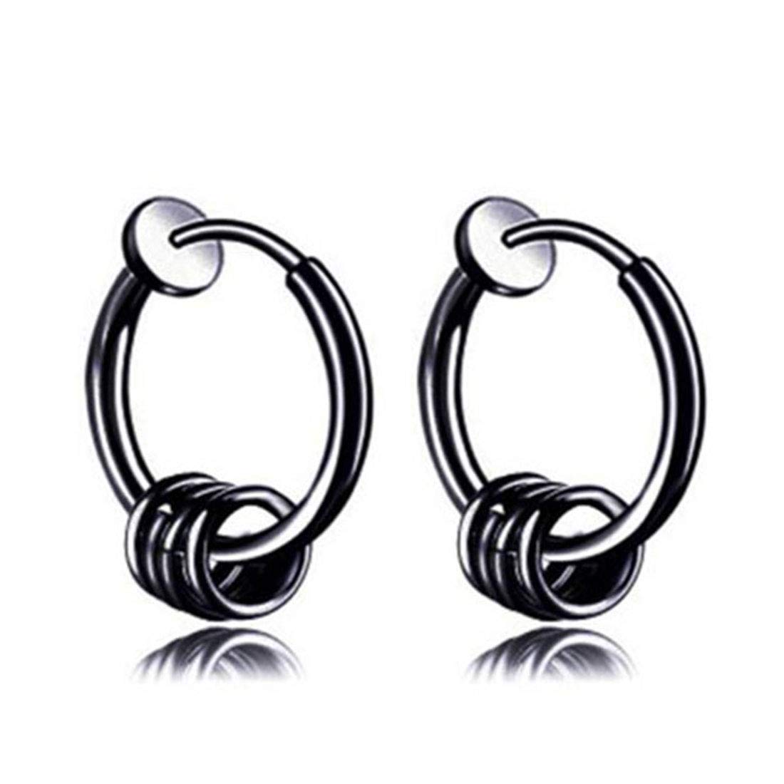 Rockyu メンズピアス フープ シルバー 4連サークル リングピアス 男女兼用 シンプル