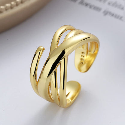 Rockyu リング レディース フリーサイズ 多連クロスデザイン シルバー ゴールド 金属アレルギー対応