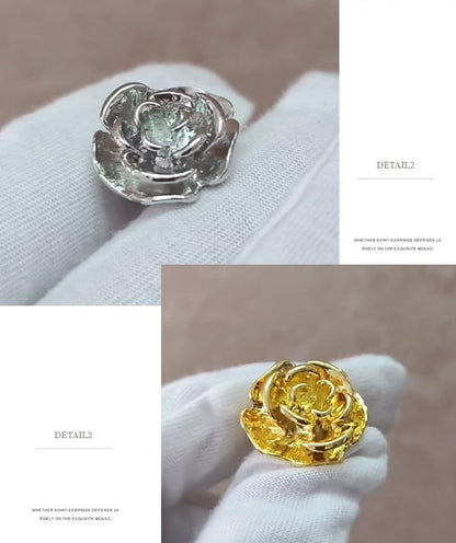 Rockyu ローズブローチ メンズ 花モチーフ 立体デザイン 合金 ゴールド/シルバー/ブラック