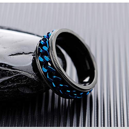 Rockyu スピナー 指輪 チェーンスピンリング メンズ ステンレス製 8mm 回転式 喜平チェーン 指輪