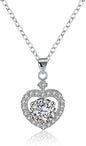 Rockyu ネックレス レディース シルバー925 一粒ジルコニア ハートペンダント