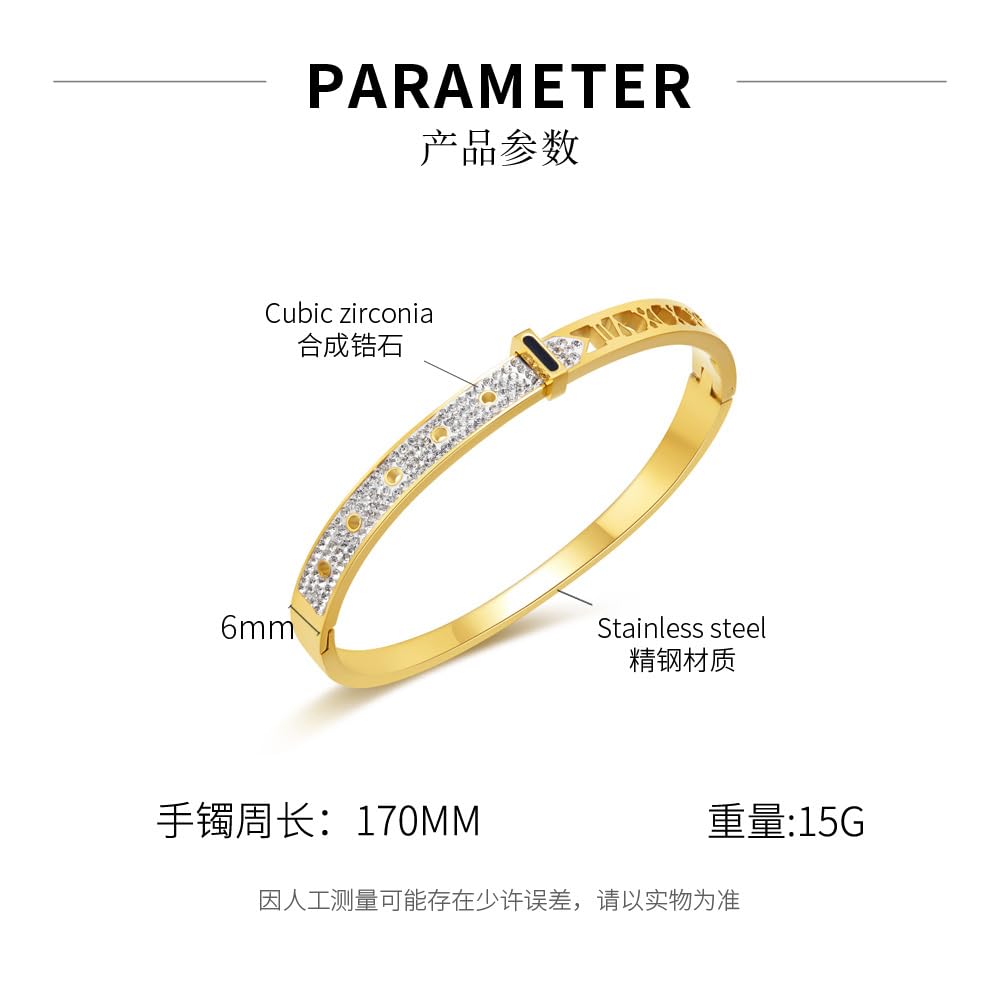 ブレスレット レディース シルバー ゴールド ジルコニア CZ プレートバングル キラキラ czダイヤ 幅6mm チタンブレスレット 金属アレルギー対応 おしゃれ 誕生日 プレゼント アクセサリー