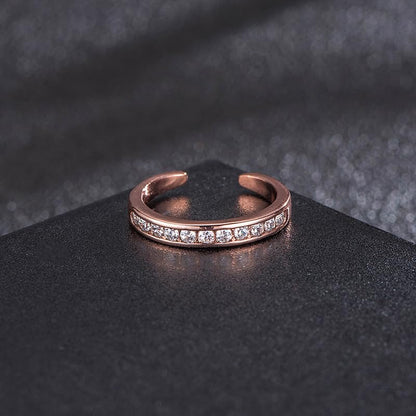 Rockyu トゥーリング レディース 調整可能 関節リング 925シルバー CZダイヤ 14mm オープンリング ゴールド/ローズゴールド/シルバー