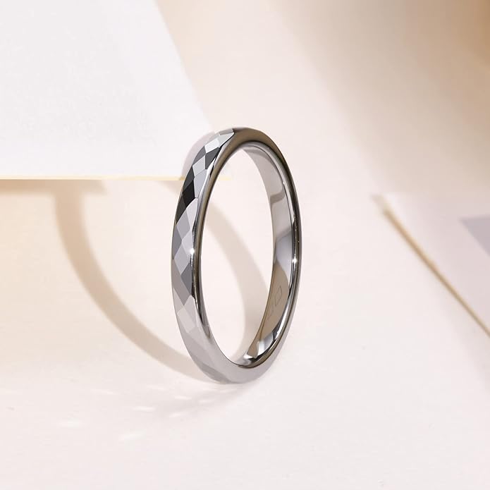 Rockyu リング メンズ 多面カット ゴールド シルバー ピンクゴールド タングステン