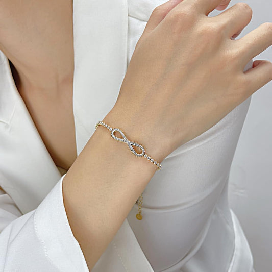 ブレスレット レディース ゴールド 無限大モチーフ CZダイヤ ジルコニアブレスレット