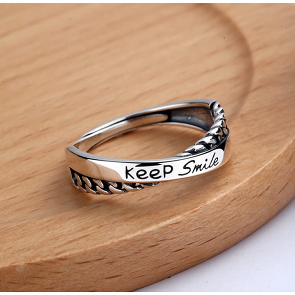 Rockyu レディース リング シルバー925 フリーサイズ 英字刻印 交差デザイン 金属アレルギー対応