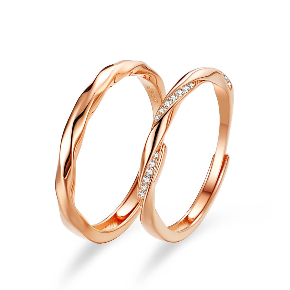 [Rockyu] ペアリング フリーサイズ 指輪 メンズ レディース リング シルバー925ペアリング カップル 人気 プラチナ ピンクゴールド シンプル 純銀 結婚指輪 人気 ブランド