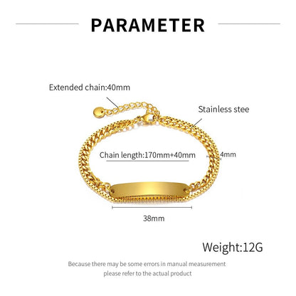 Rockyu 2連チェーンブレスレット ステンレス製 レディース