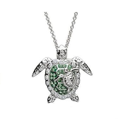 Rockyu ネックレス レディース カメモチーフ シルバー ステンレス 動物デザイン キュービックジルコニア