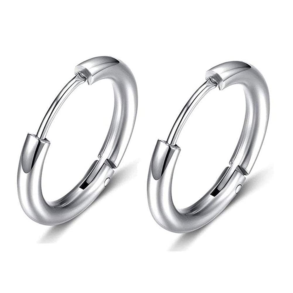 Rockyu フープピアス メンズ レディース 中折れ式 ステンレス 8mm〜20mm アレルギーフリー
