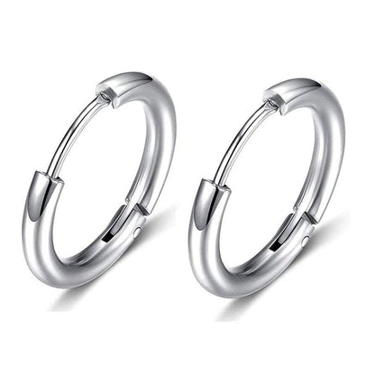 Rockyu フープピアス メンズ レディース 中折れ式 ステンレス 8mm〜20mm アレルギーフリー