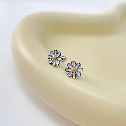 Rockyu ピアス レディース デイジー フラワー スタッドピアス ステンレス 小さめ 可愛い 金属アレルギー対応
