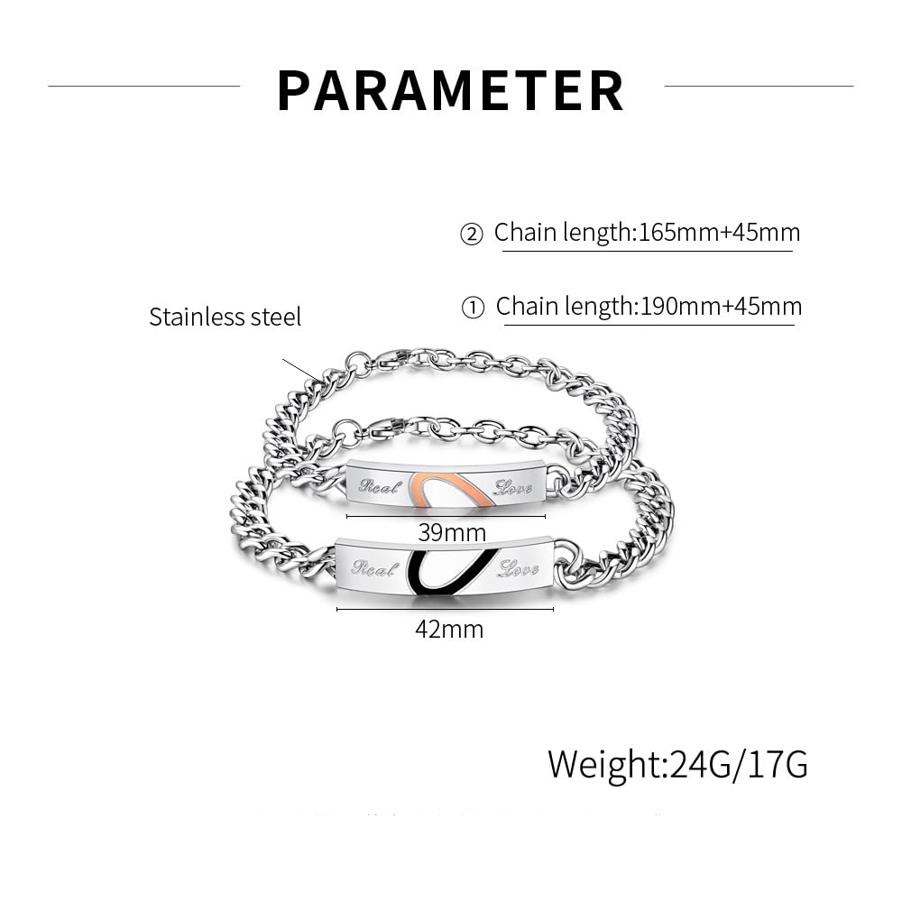 ペアブレスレット カップル お揃い メンズ レディース ステンレス製 金属アレルギー対応 Real Love 刻印 シルバー ブラック＆ピンク