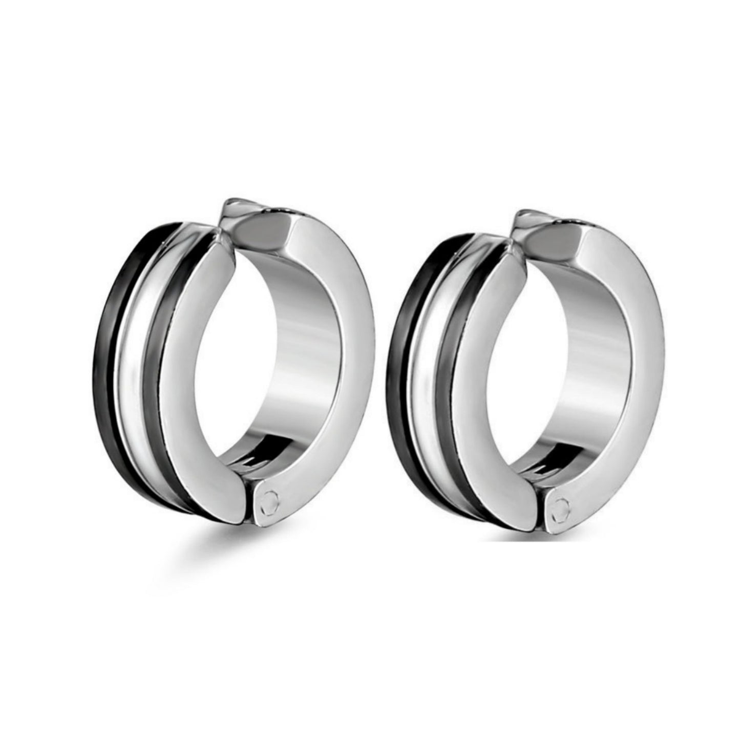 Rockyu ピアス メンズ レディース フープ シルバー チタン ノンホール イヤーカフ