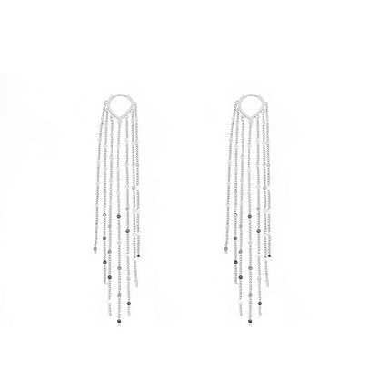 Rockyu フリンジフープピアス レディース ロング 揺れる 18金メッキ 小顔効果 アレルギー対応